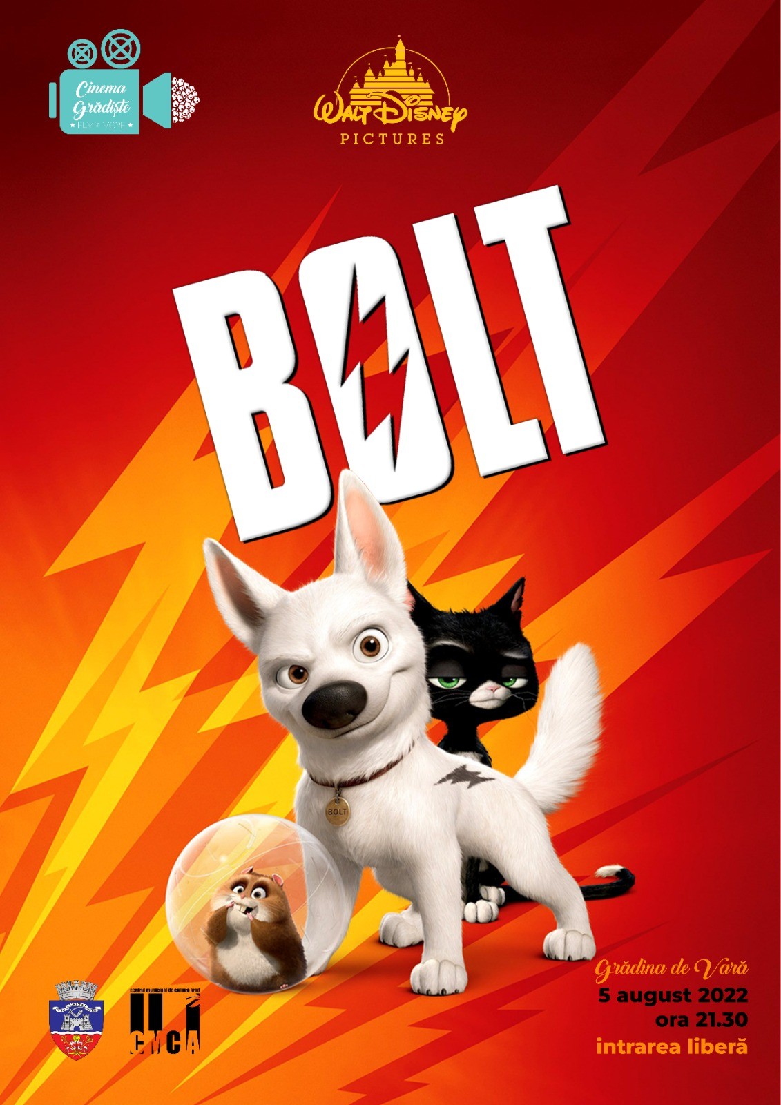 Animația „Bolt“, în grădina de vară de la Cinematograful din Grădiște