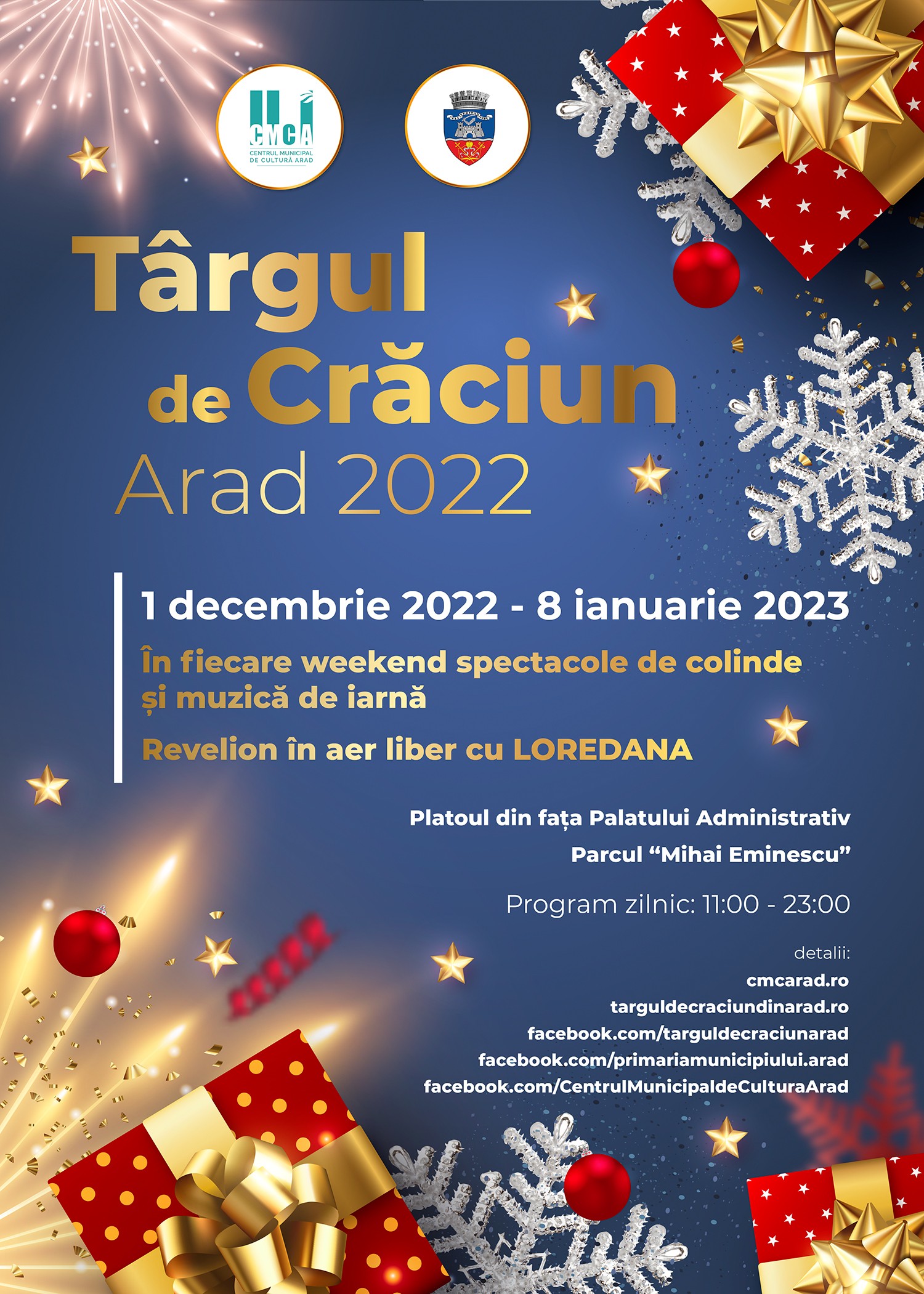 Colinde și cântece de iarnă la Târgul de Crăciun 2022, de la Arad. PROGRAMUL COMPLET