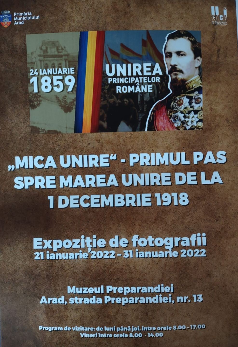 Expoziția „Mica Unire“ – primul pas spre Marea Unire de la 1 Decembrie 1918, la Muzeul Preparandiei