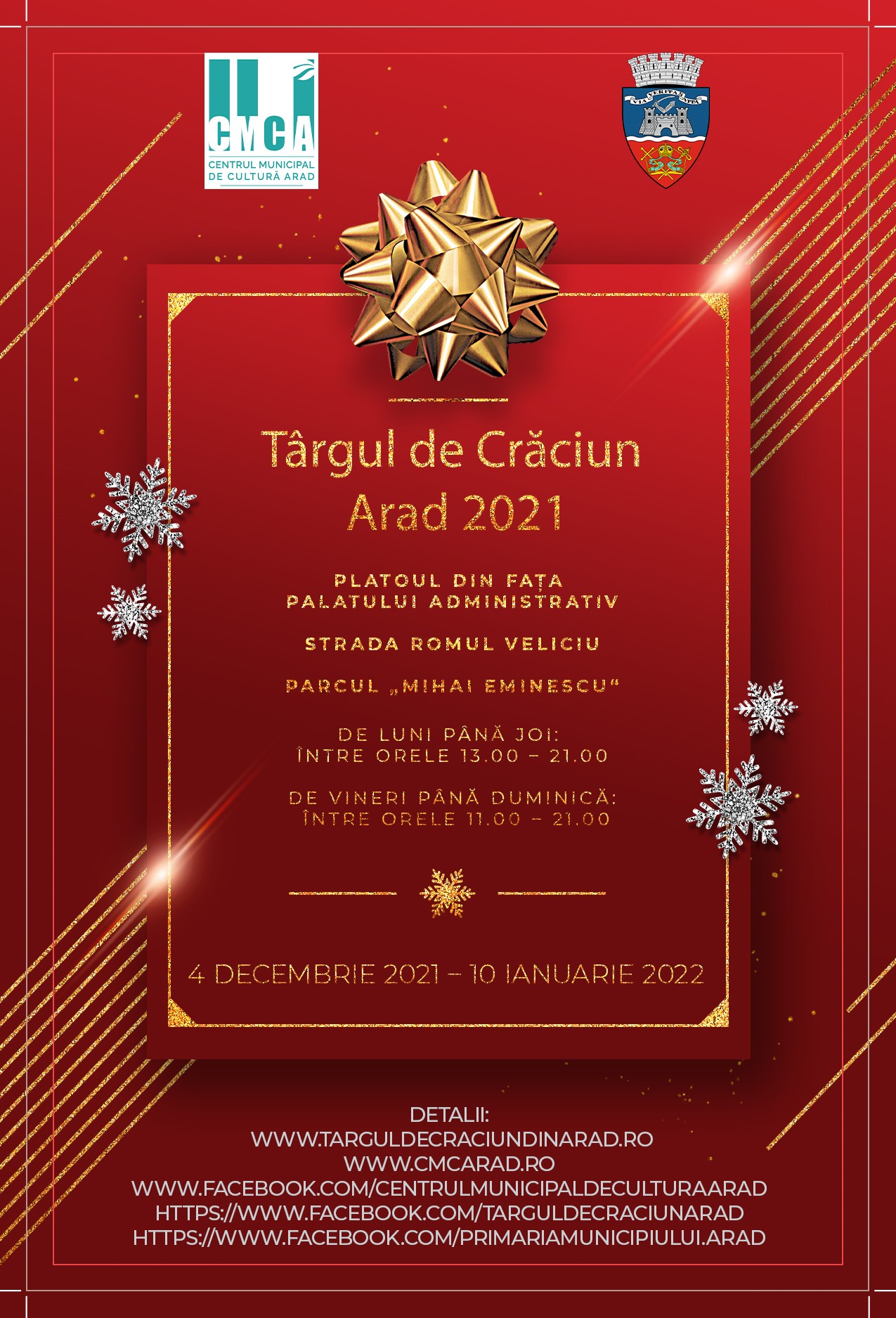 Primele colinde și cântece de iarnă, la Târgul de Crăciun de la Arad, ediția 2021