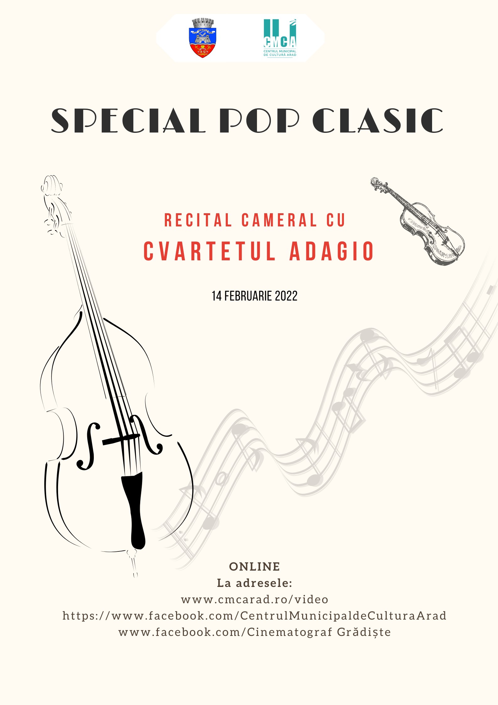 „Special pop clasic“ - recital online cu Cvartetul Adagio